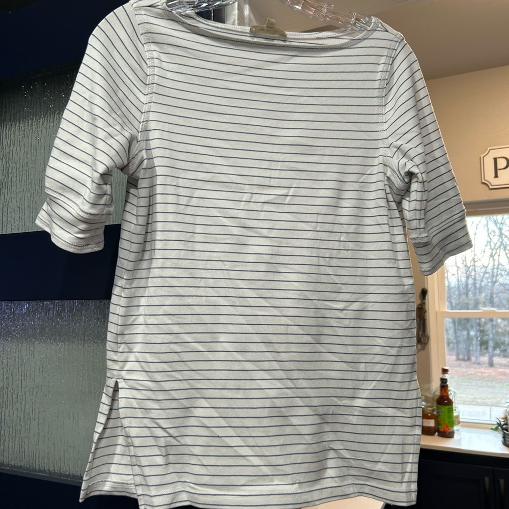 Madewell White and Blue Striped Tee